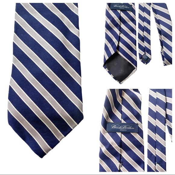 Brooks Brothers Other - Brooks Brothers Navy Blue Silver Striped Silk Tie